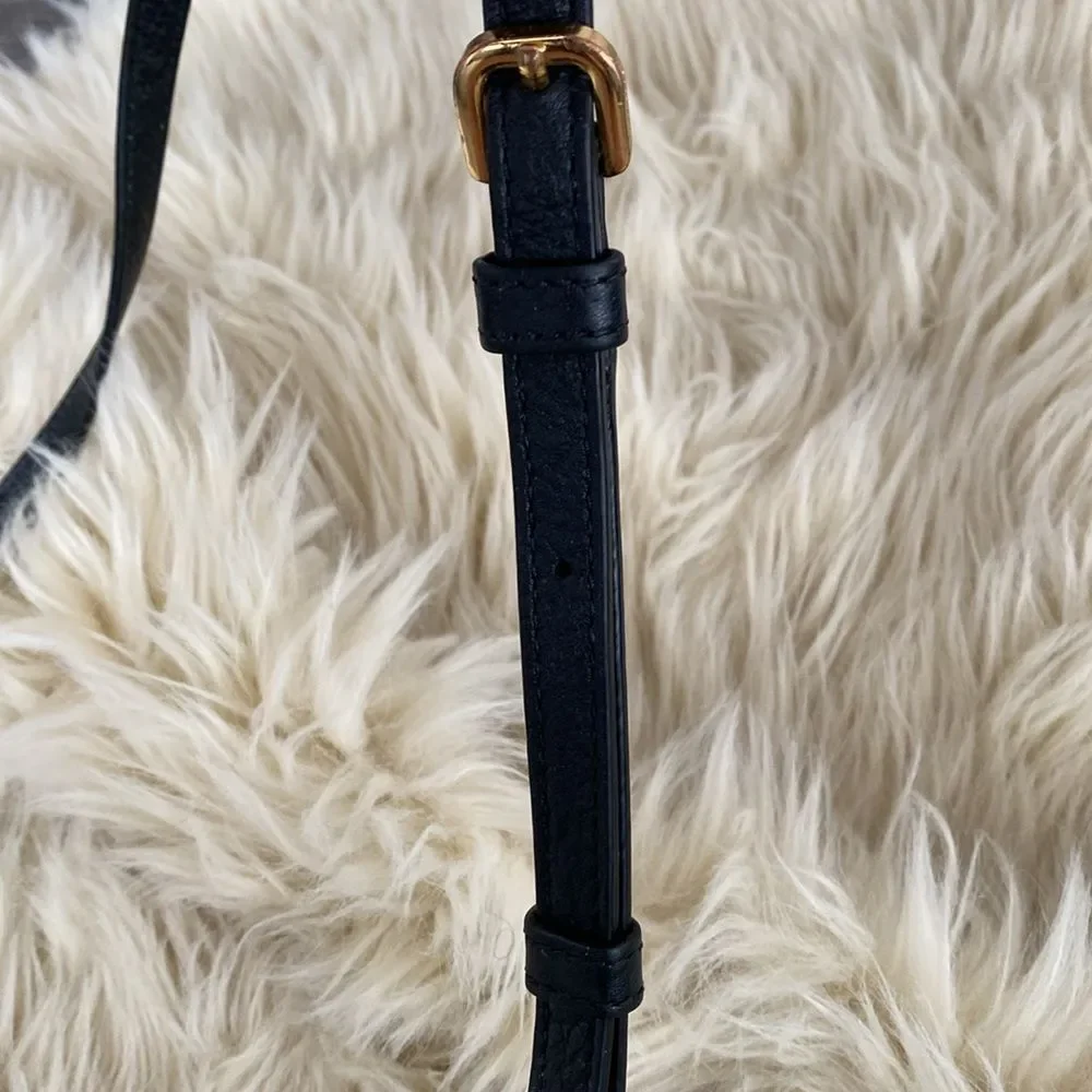 Marc Jacobs Black Leather Crossbody Bag Gold Logo Urban Minimalist Designer